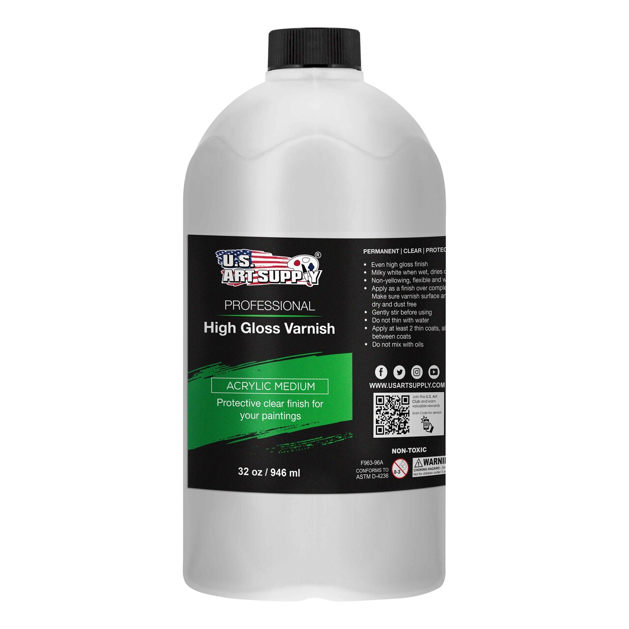 32 oz High Gloss Varnish for Acrylic Paintings - Clear Protective Finish with UV Protection